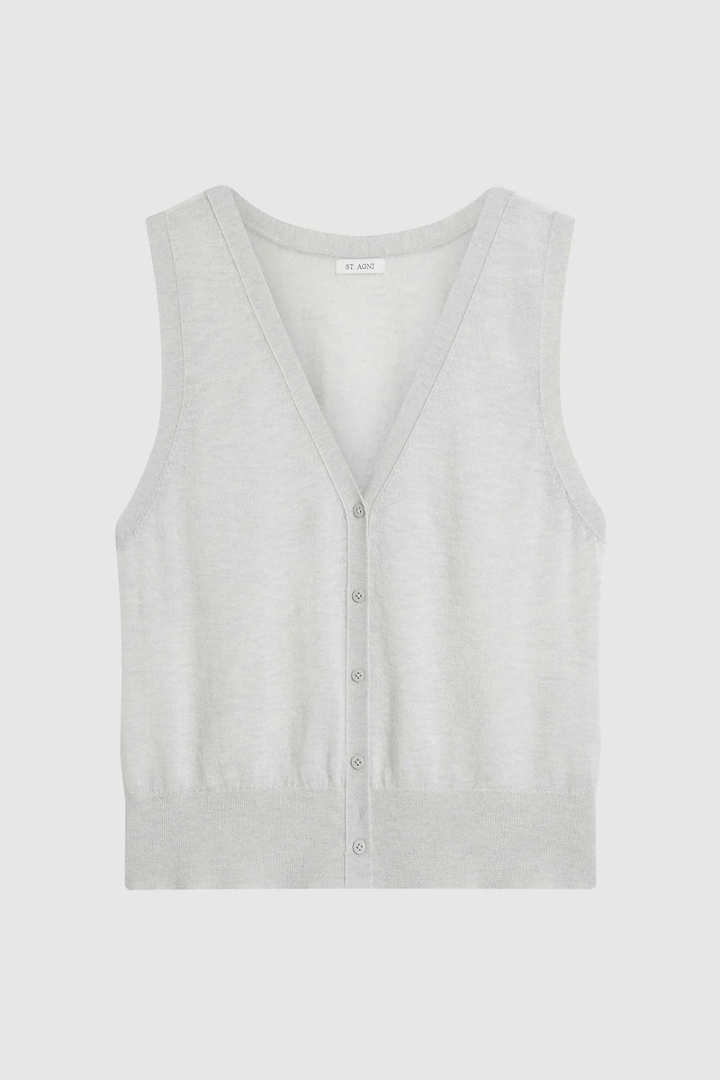 Merino Wool Oupa Vest - Light Grey Marle