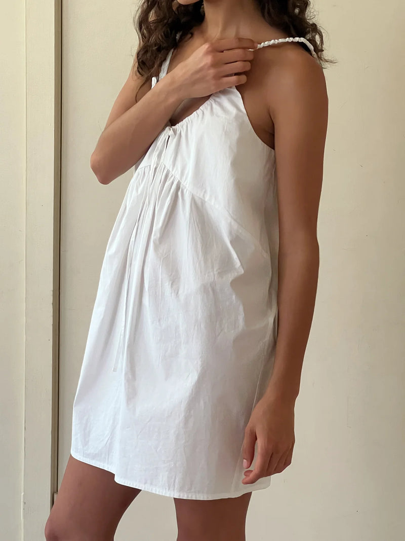 Double V Dress - White