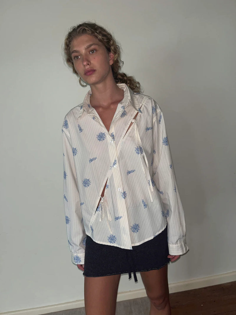 Twin Bow Shirt - Sea Flower