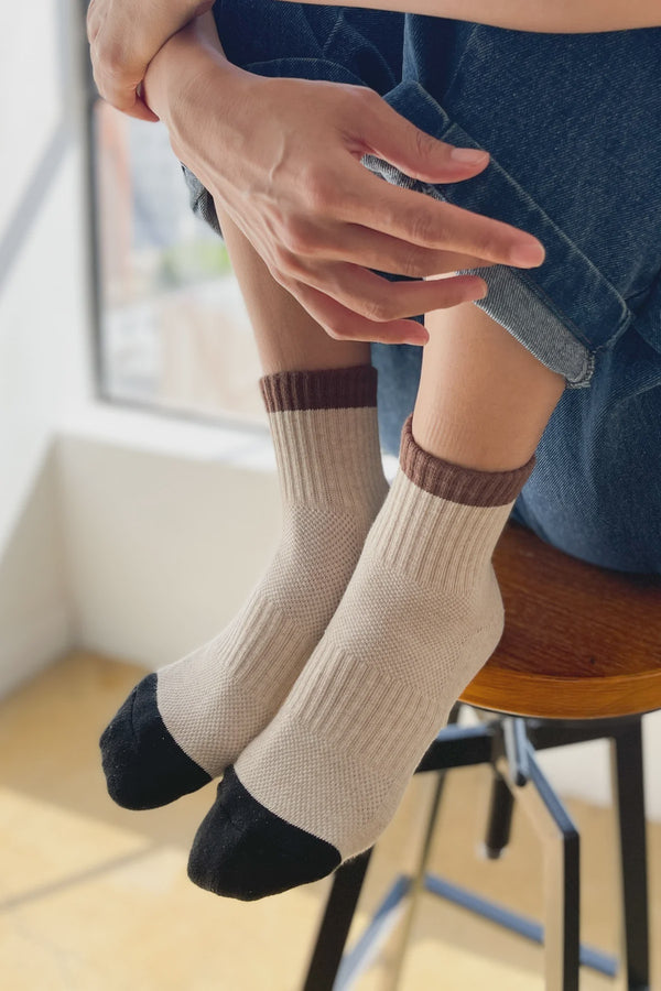 Colour Block Girlfriend Socks - Black Coffee