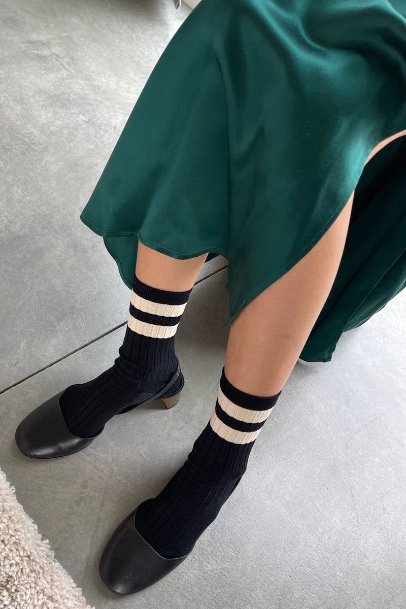 Her Varsity Socks - Black