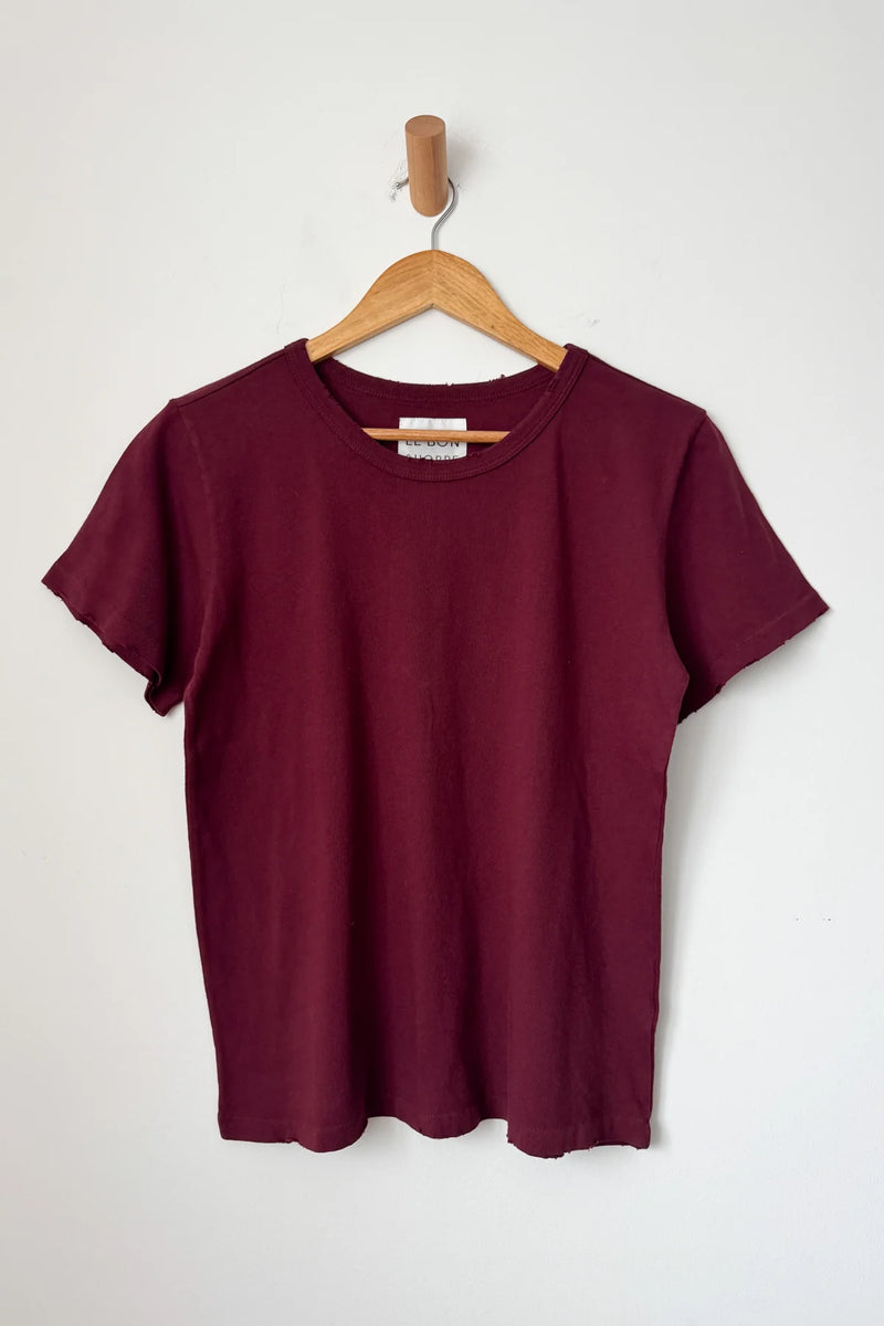 Organic Cotton Vintage Boy Tee - Burgundy