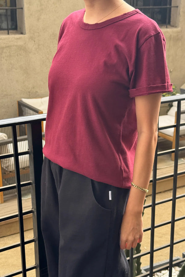 Organic Cotton Vintage Boy Tee - Burgundy