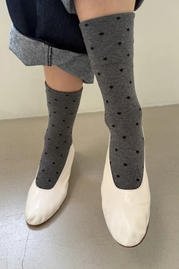 Sneaker Socks - Polka Dot Charcoal/Black