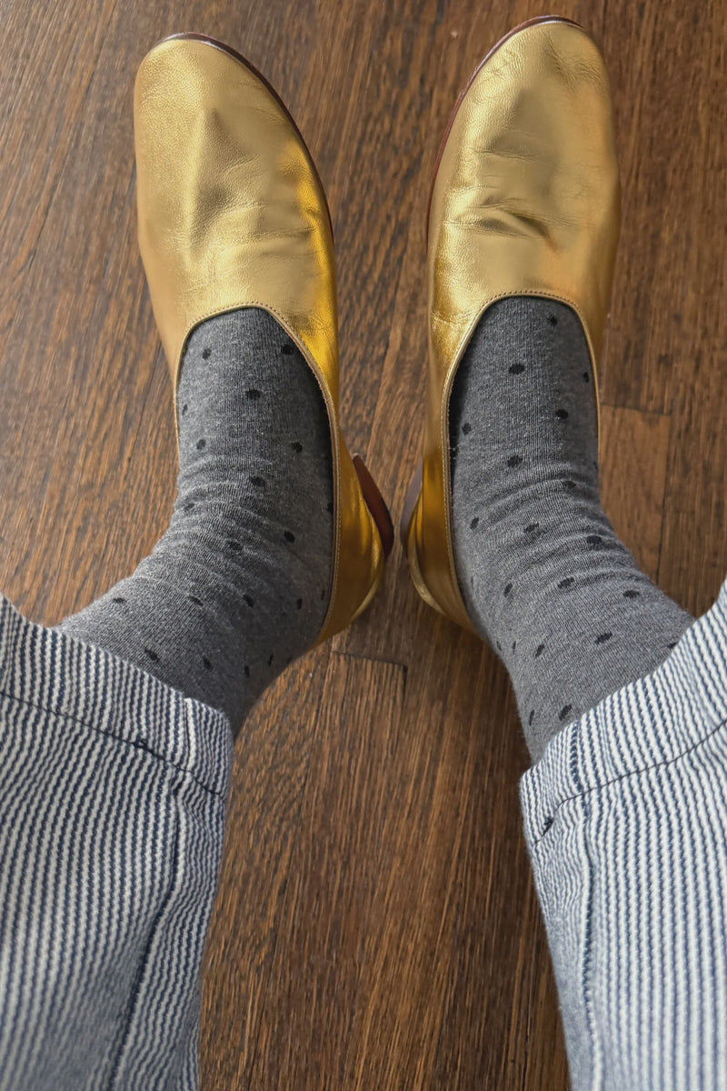 Sneaker Socks - Polka Dot Charcoal/Black
