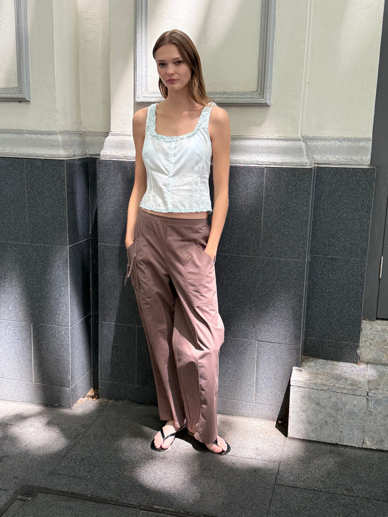 Button Frill Top - Mint