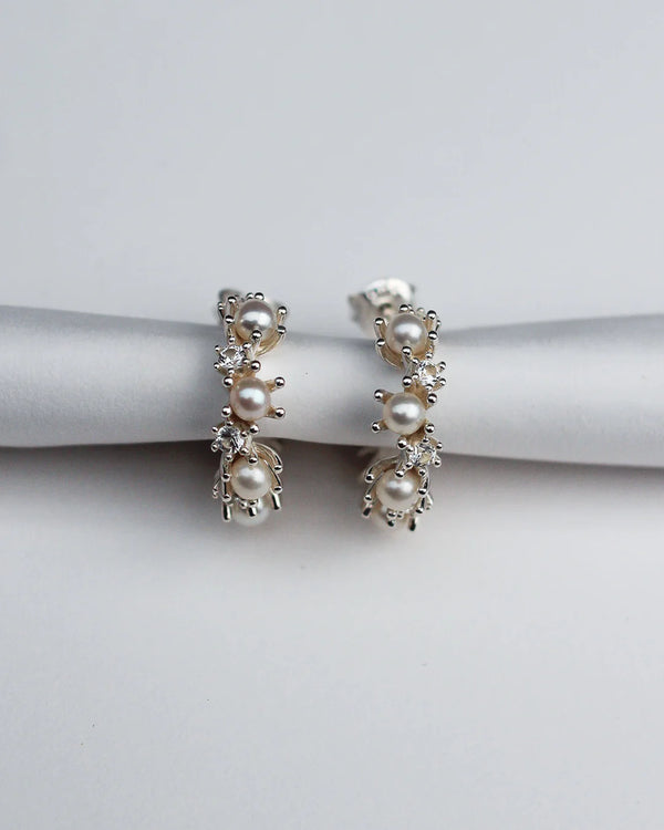 Paris is Burning Hoops - Sterling Silver, Topaz, Freshwater Pearl