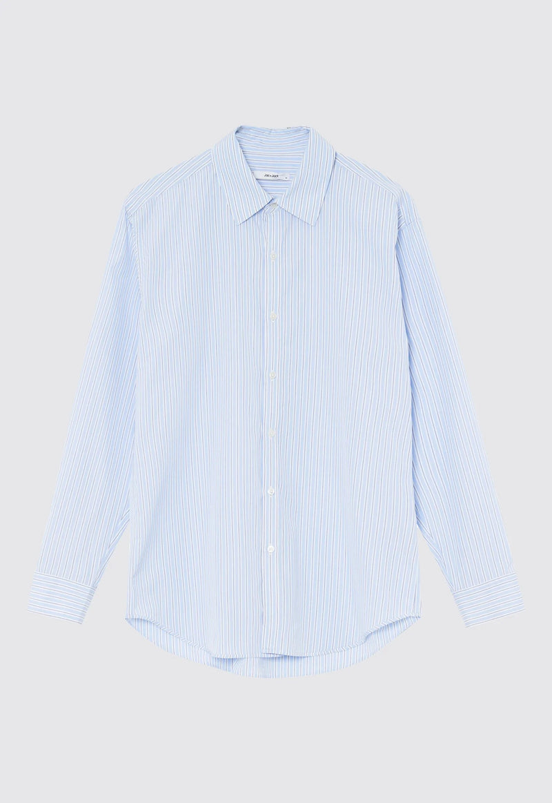 Valan Cotton Shirt - Blue/White/Navy Stripe
