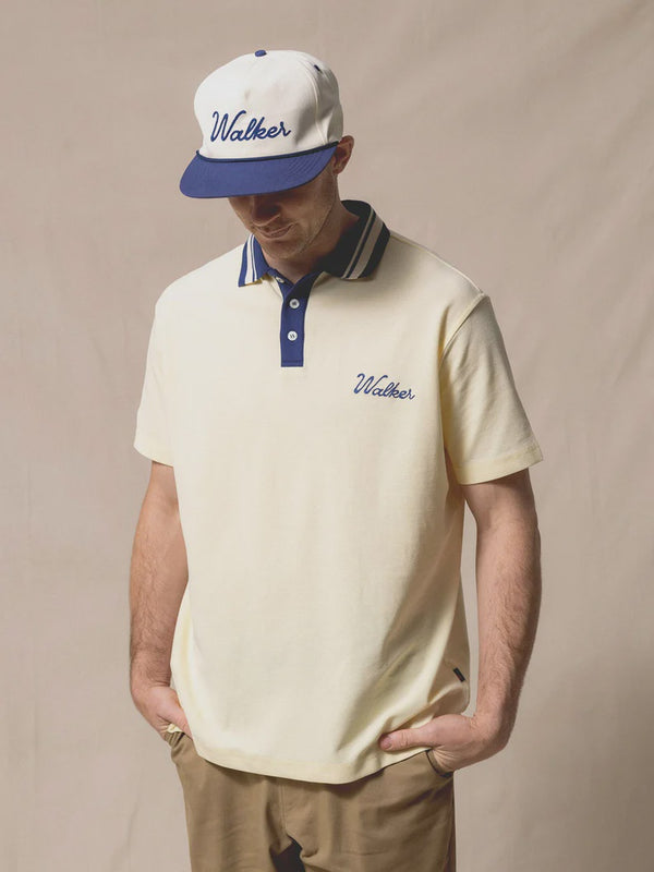 Stitchwork Polo - Lemon / Blue