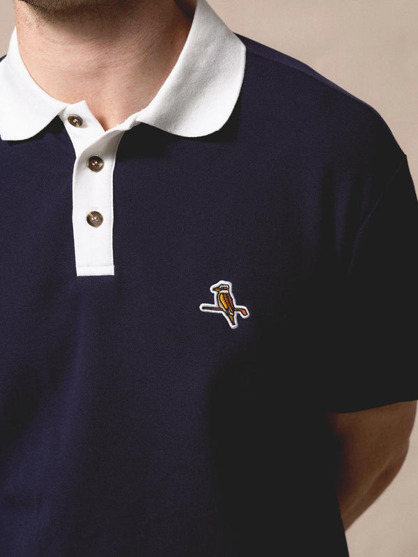 Two Tone Kooka Polo - Navy/White