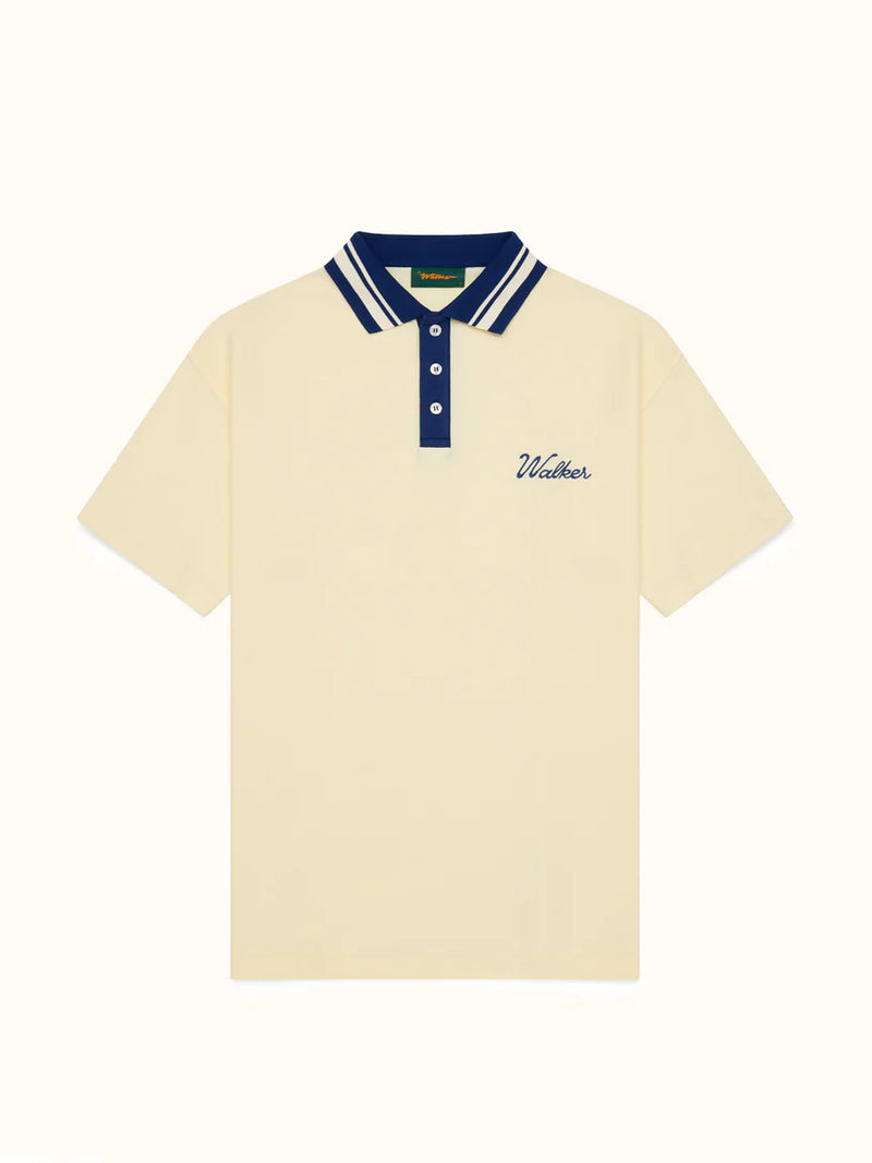 Stitchwork Polo - Lemon / Blue