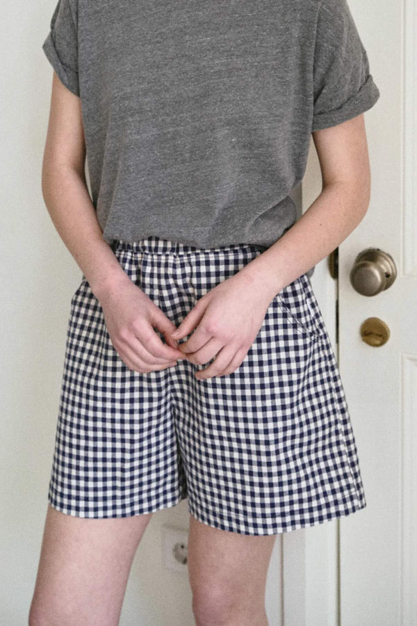 City Short - Navy Gingham