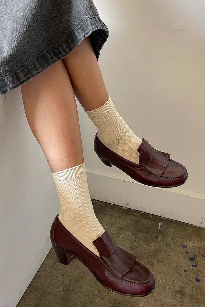 Her Socks - MC Cotton Rib - Porcelin
