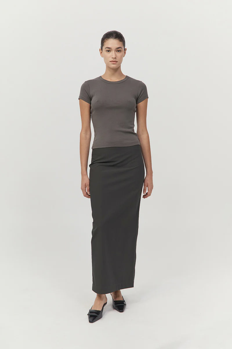 Minimal Column Skirt - Black Olive