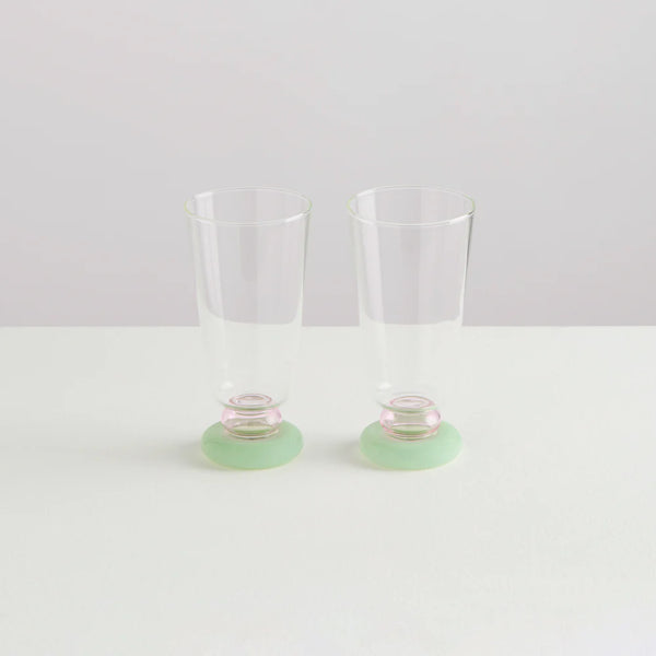 2 Déco Cocktail Glasses - Clear/Pink/Opaque Mint