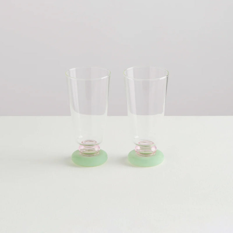 2 Déco Cocktail Glasses - Clear/Pink/Opaque Mint
