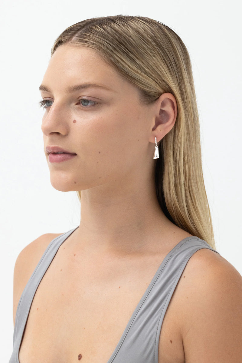 Solo Tag Sleeper Hoops - Sterling Silver
