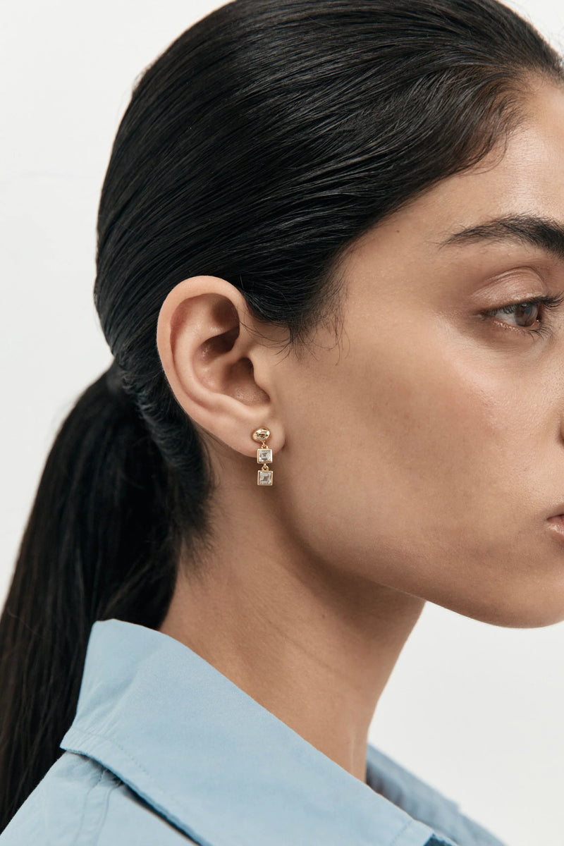 Veer Topaz Earrings - Gold