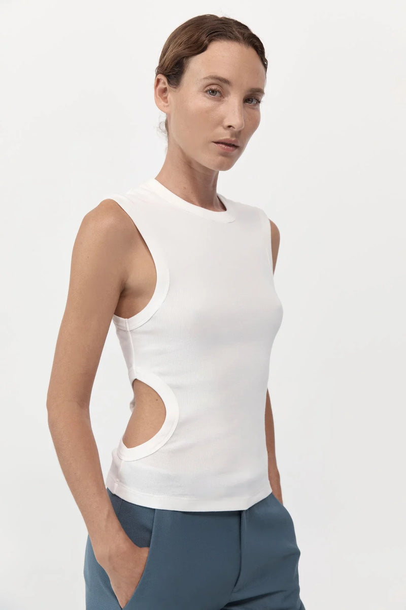 Organic Cotton Cut Out Tank - White