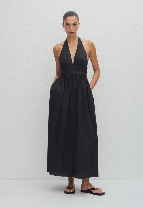 Plunge Halter Dress - Black