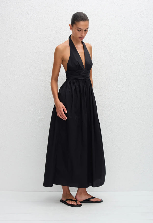 Plunge Halter Dress - Black