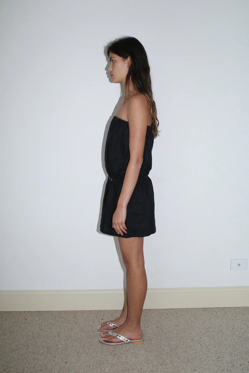 Strapless Linen Dress - Black