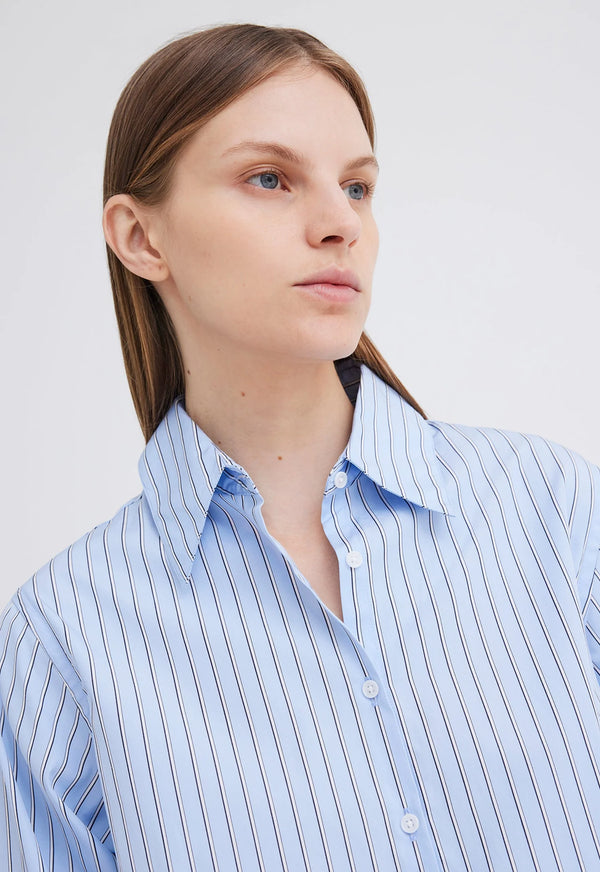 Karl Italian Cotton Shirt - Big Blue Stripe