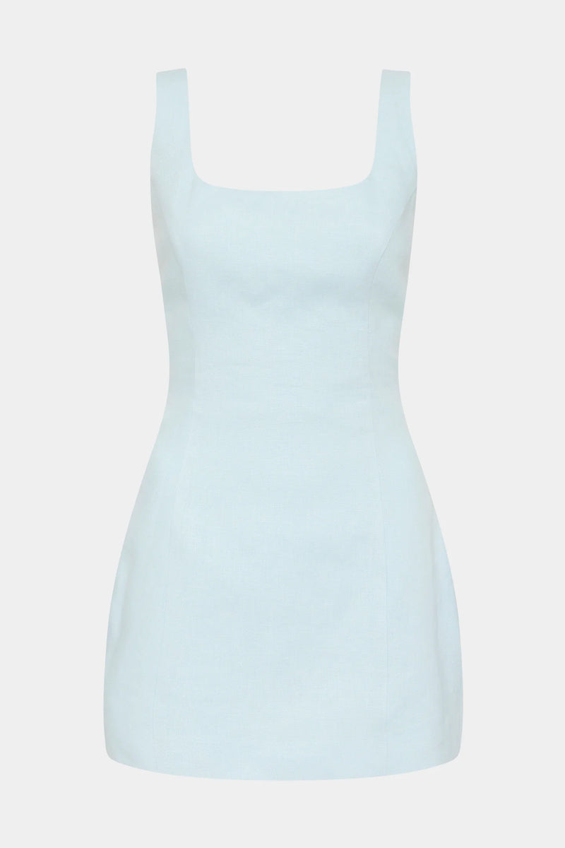 Iris Tie Mini  Dress - Light Blue