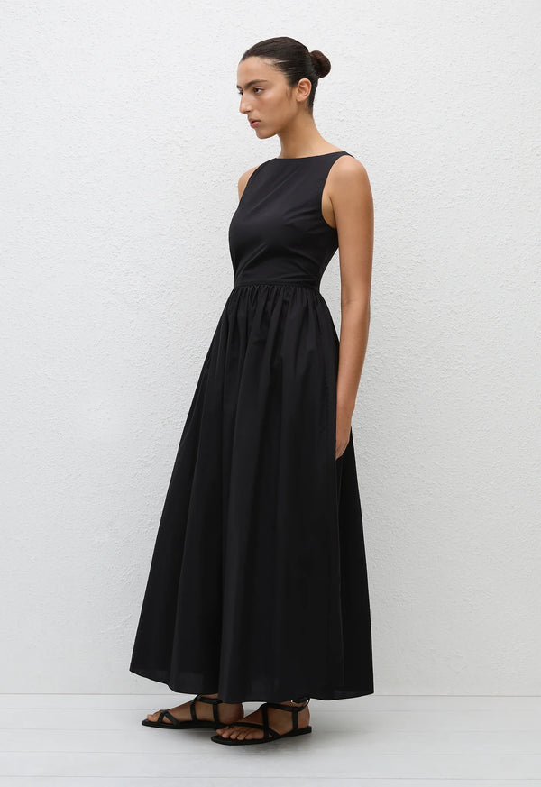 Tie Back Midi Dress - Black