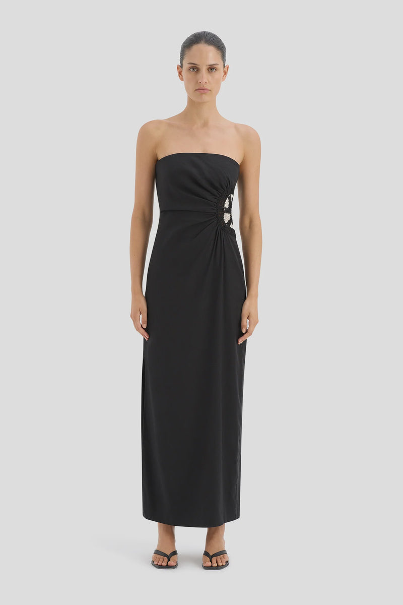 Dorian Strapless Midi Dress - Black