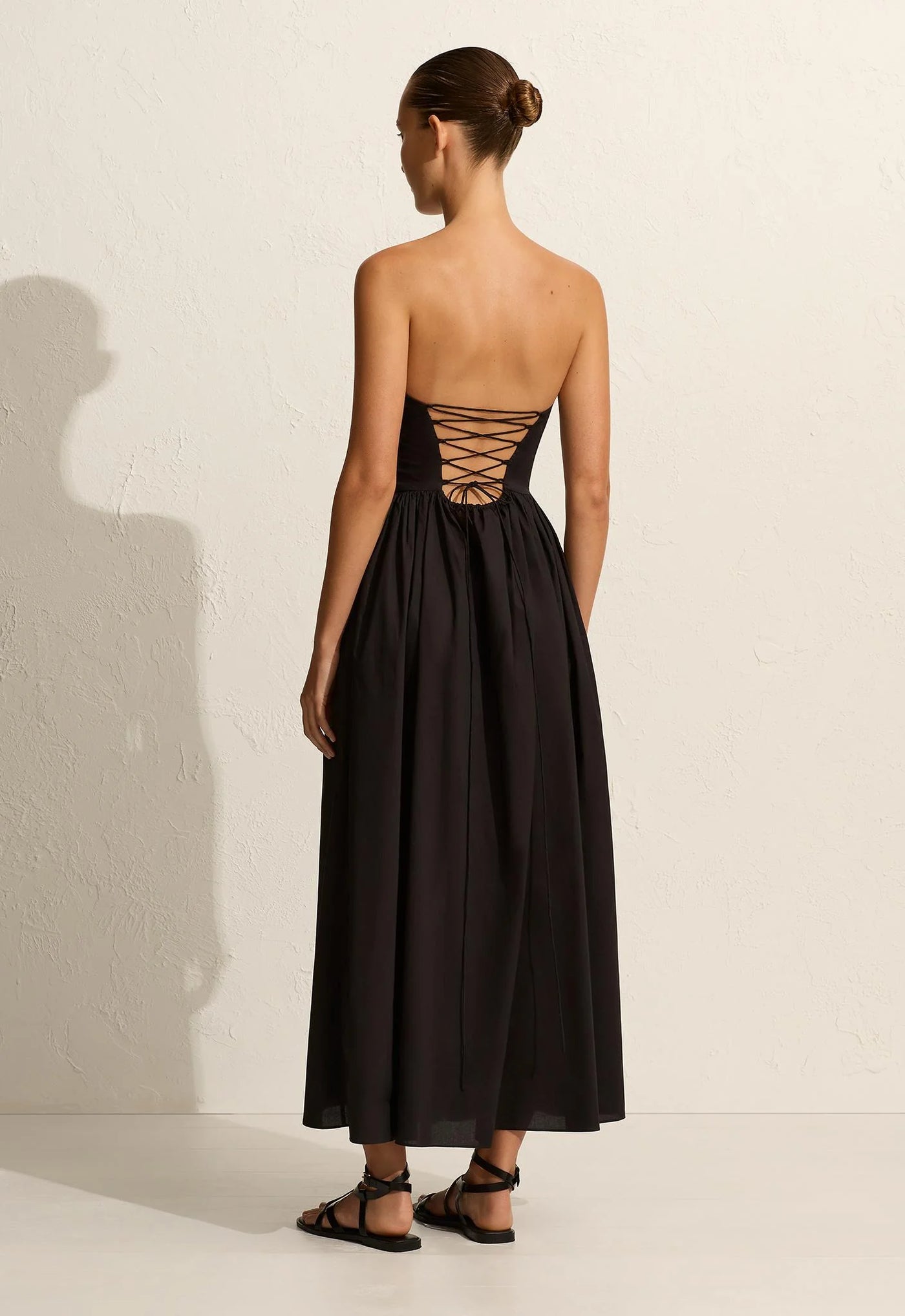 Strapless Lace Up Dress - Black  Kind Curations