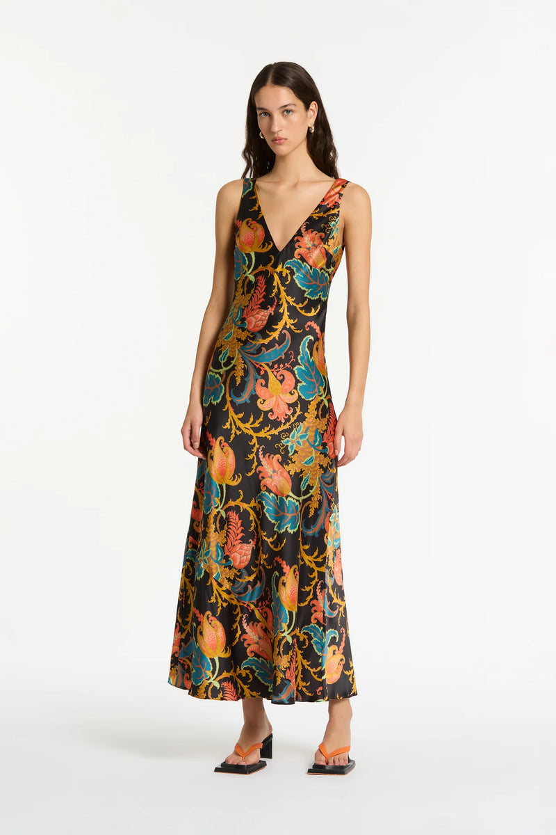 Artiste V Neck Slip Dress - Deschamps Print