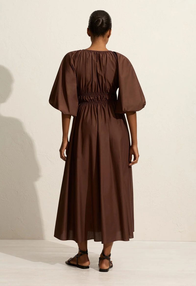 Shirred Plunge Dress - Sable