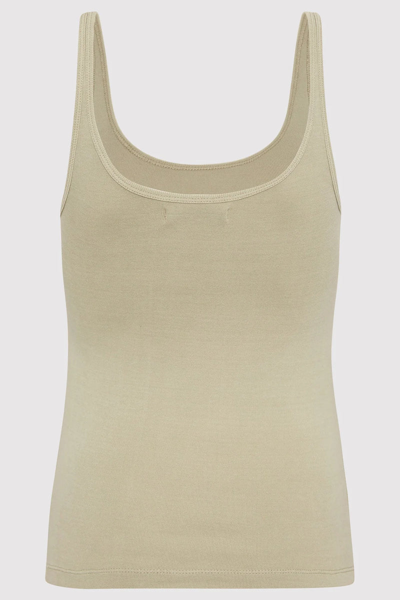 Organic Cotton Slim Scoop Tank - Moss Grey