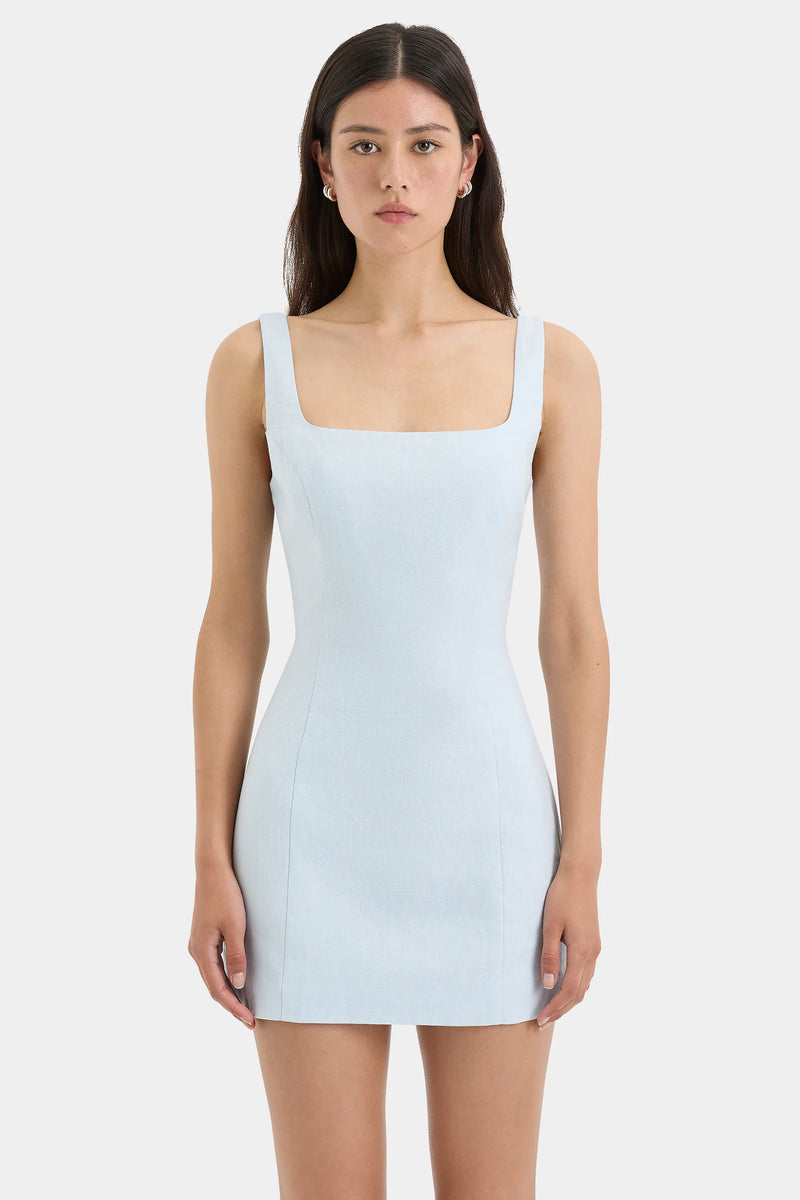 Iris Tie Mini  Dress - Light Blue