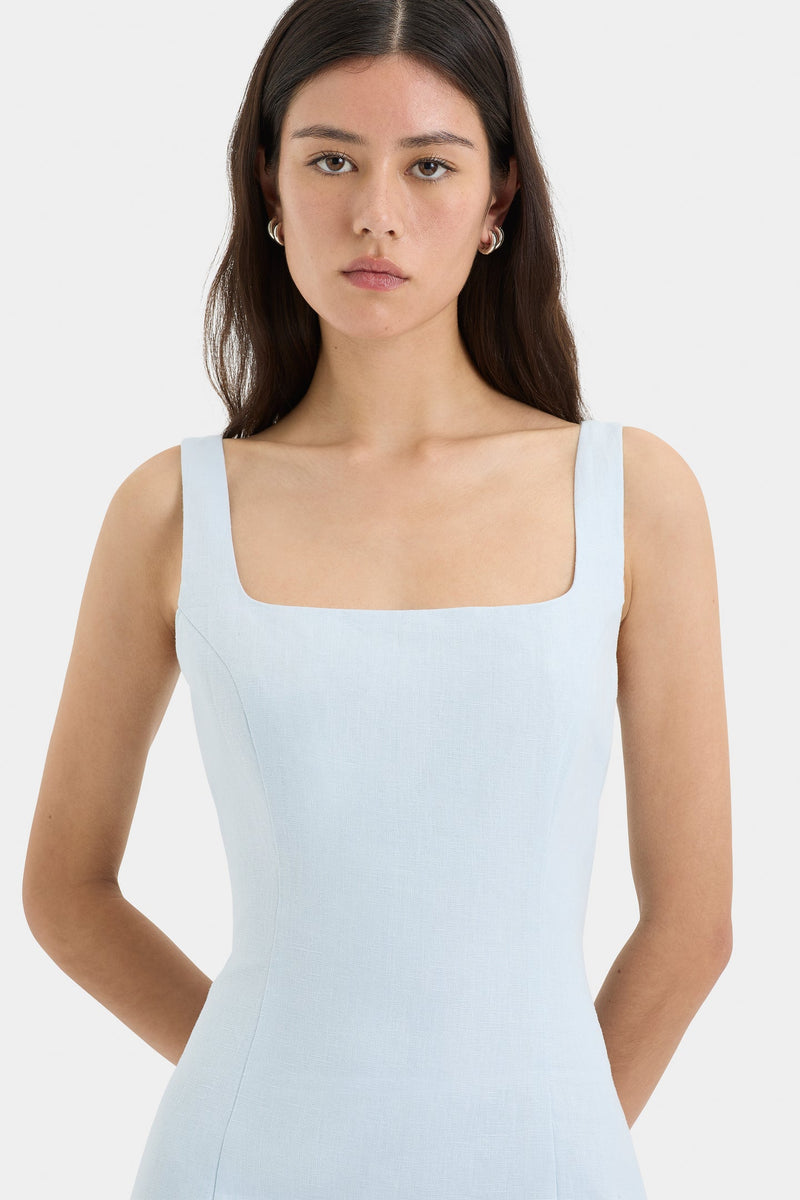 sir iris tie mini dress SIR. Iris Tie Mini Dress in Light Blue