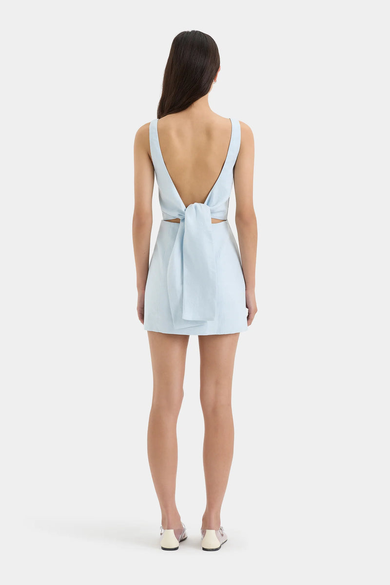 Iris Tie Mini  Dress - Light Blue