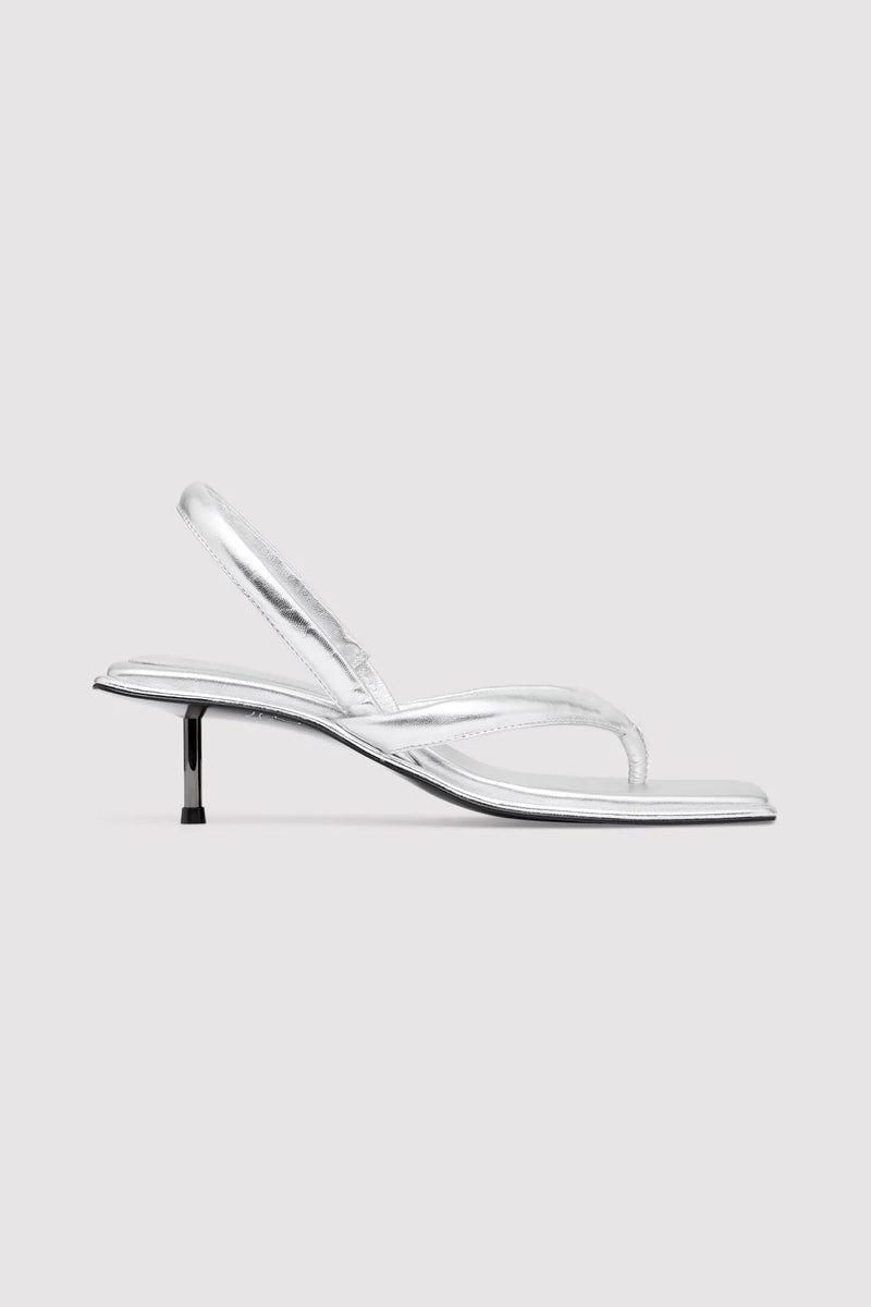 Sling Back Thong Heel - Silver