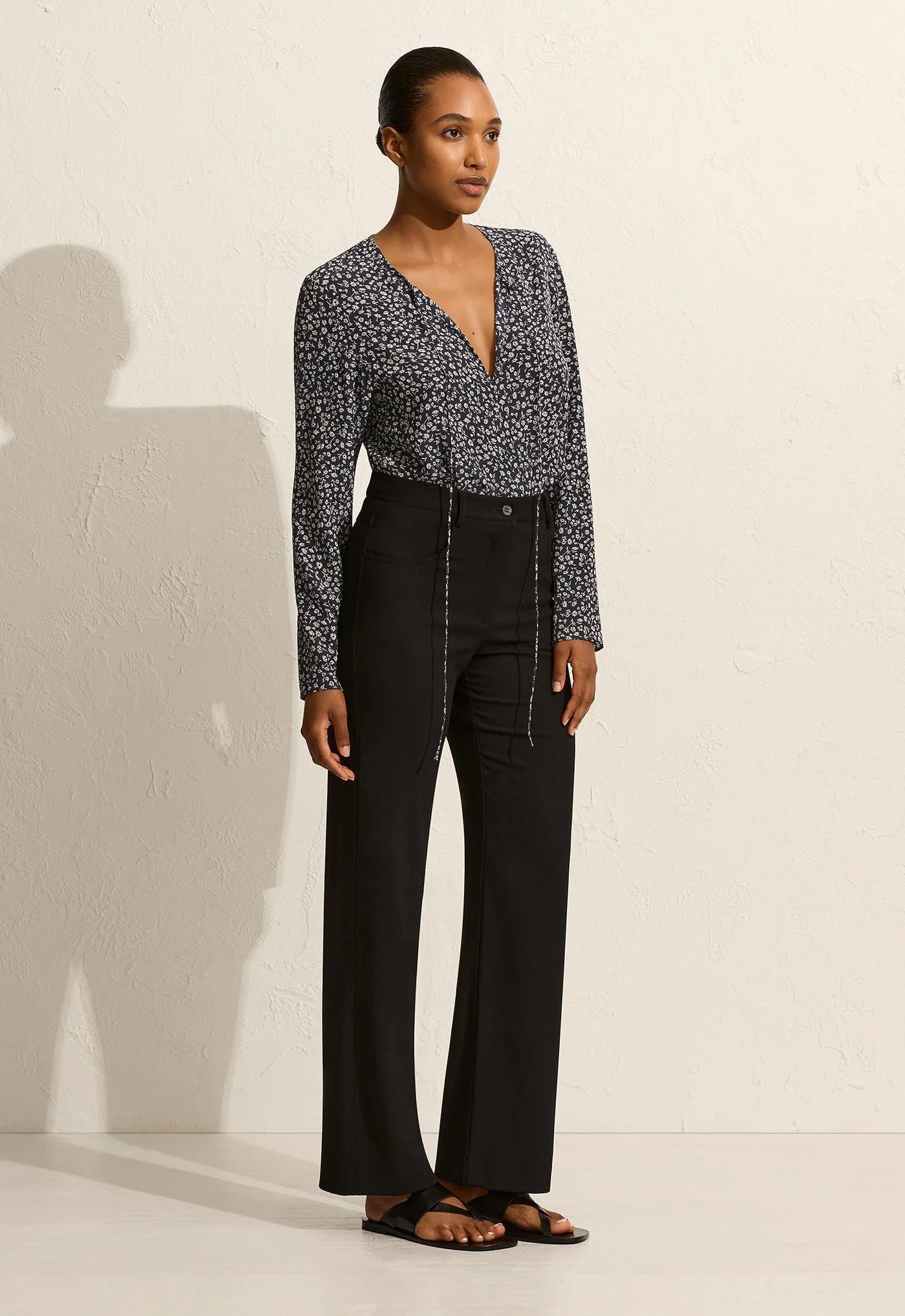 トップス CU/ LAWN BLURRED CHECK BACK TIE BLOUSE Popover Tie Blouse - Dandelion – Kind Curations
