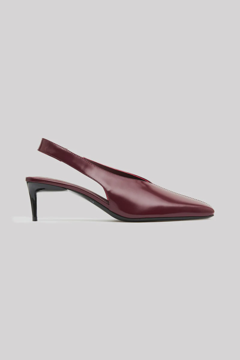 Square Toe Sling Back Heel - Plum