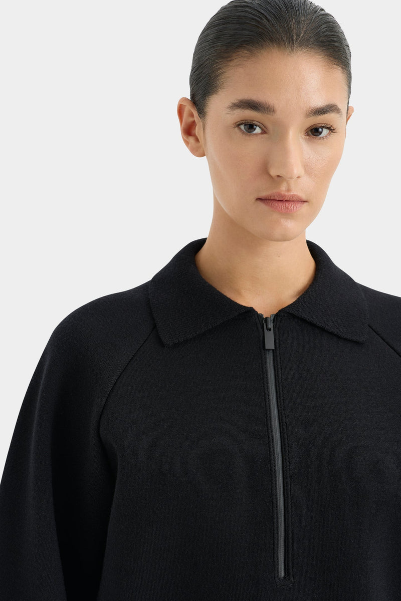 Playback Rib Neck Sweater - Black