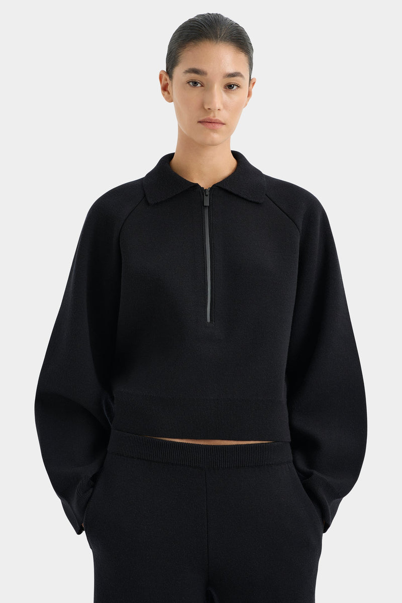 Playback Rib Neck Sweater - Black