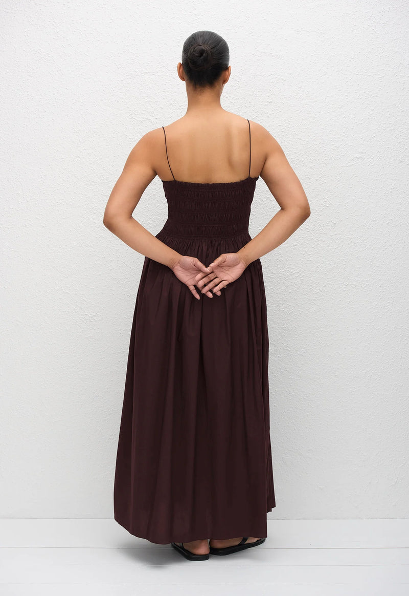Shirred Bodice Dress - Aubergine