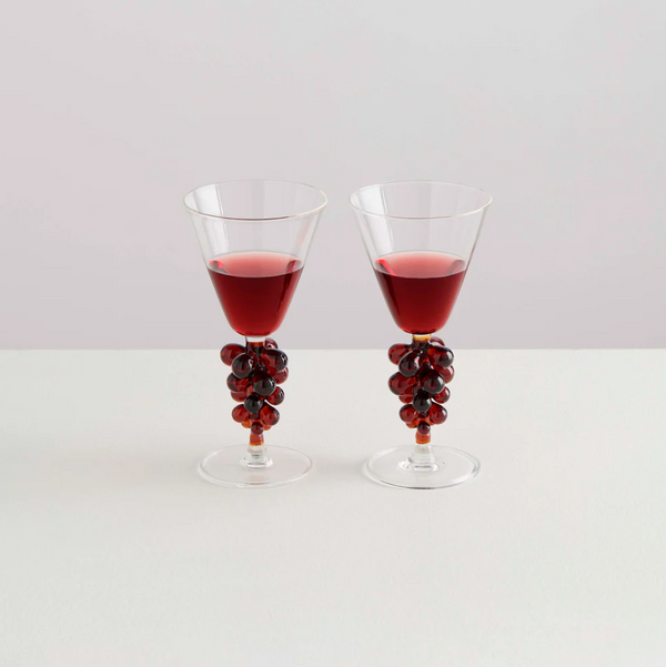 2 Bordeaux Wine Glasses - Clear/Amber