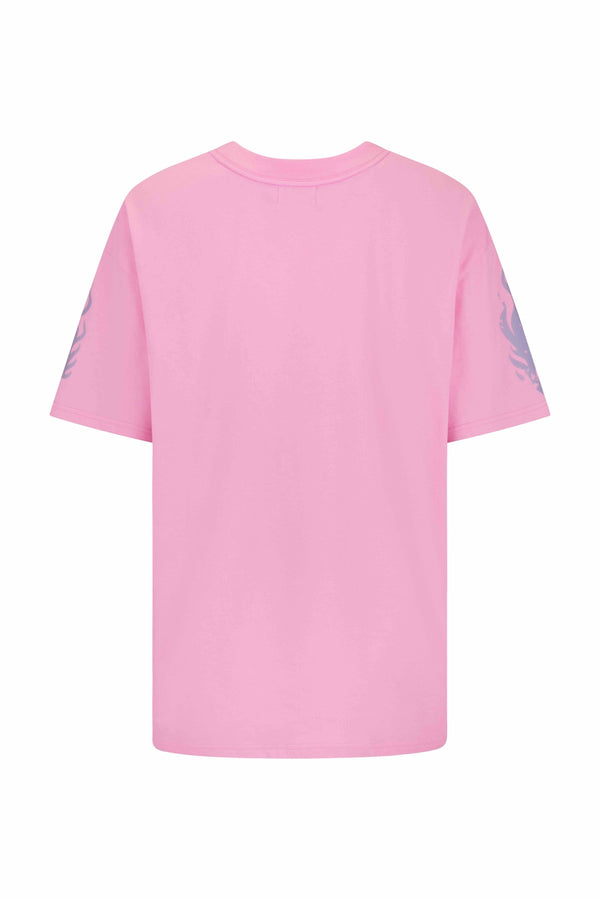 Flaming Hibiscus Relaxed  T-Shirt - Pink