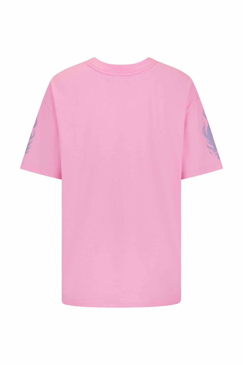 Flaming Hibiscus Relaxed  T-Shirt - Pink