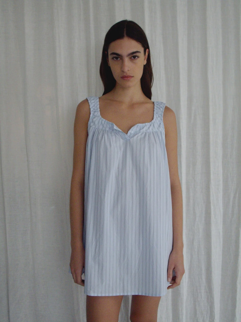 Yoke Mini Dress - Mineral Stripe