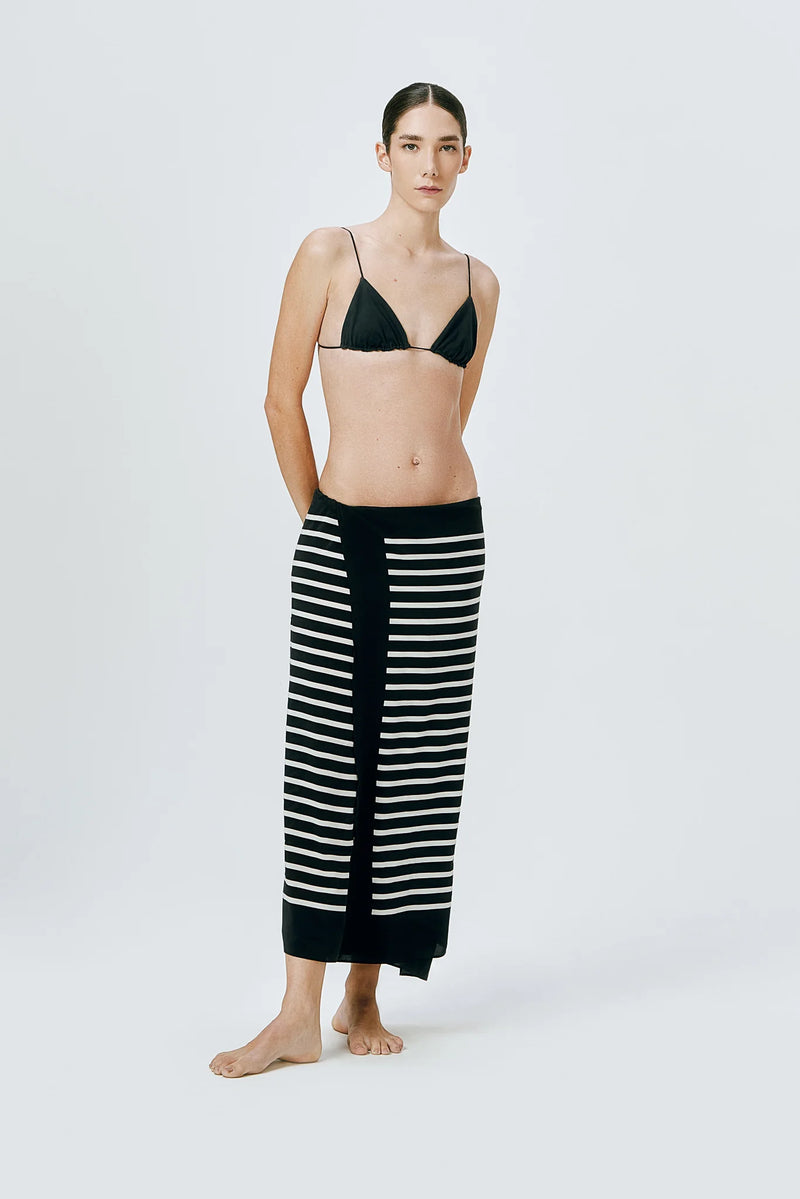 Jacques Silk Sarong - Black & Ecru