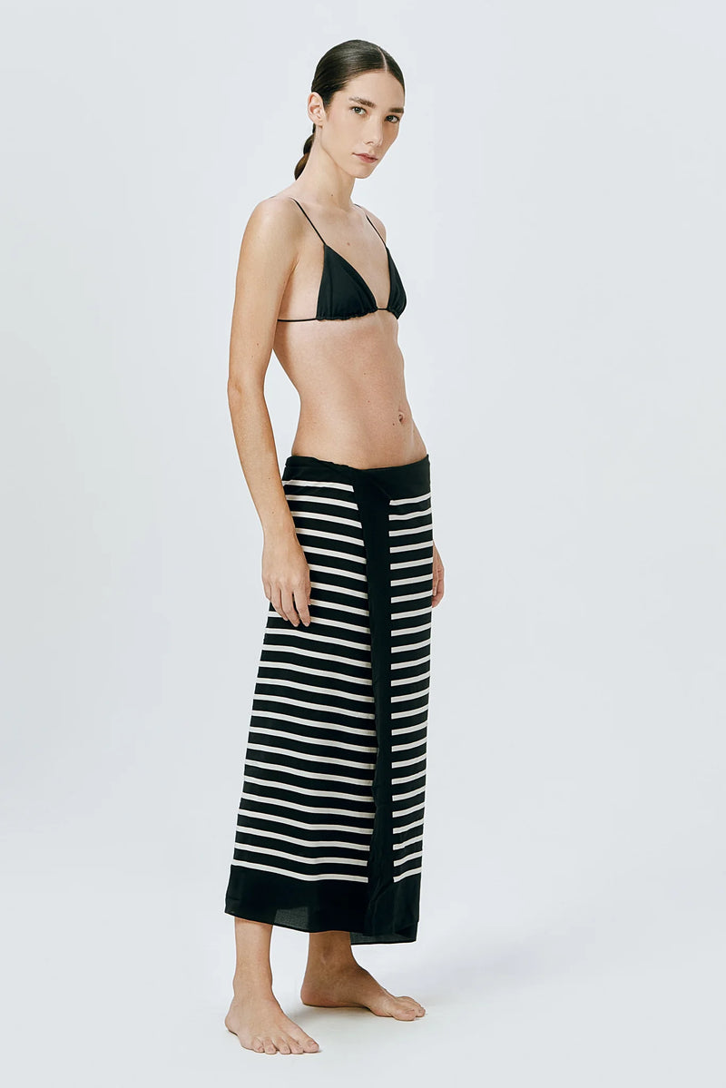 Jacques Silk Sarong - Black & Ecru