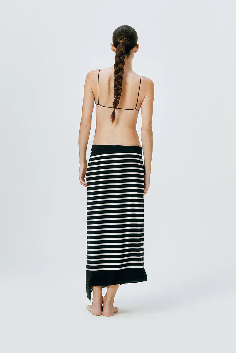 Jacques Silk Sarong - Black & Ecru